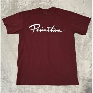 Primitive Nuevo Script Boxy Tee Burgundy Mens Medium Short‎ Sleeve T-Shirt